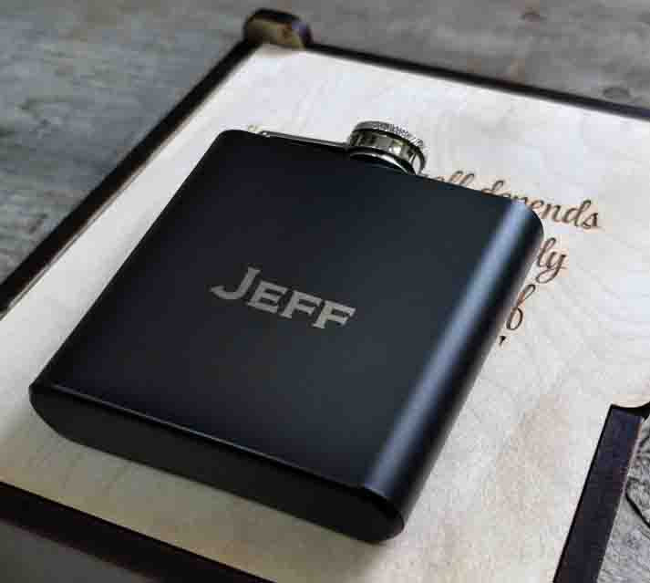Personalized 6oz Stainless Steel Flask | Custom Engraved Groomsmen Gift | Design 36