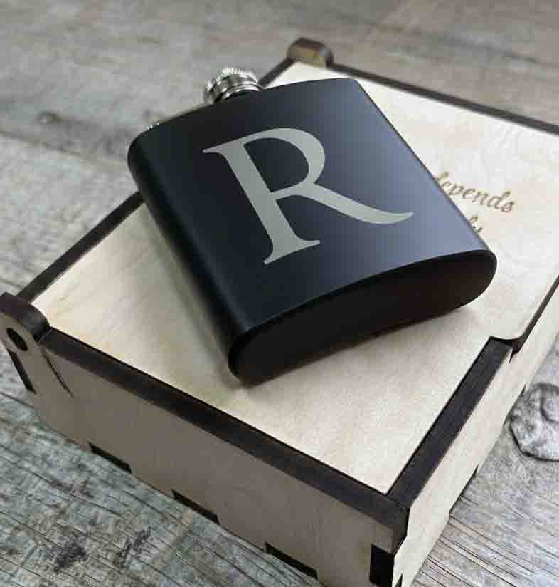 Personalized 6oz Stainless Steel Flask | Custom Engraved Groomsmen Gift | Design 8