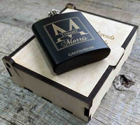 Personalized 6oz Stainless Steel Flask | Custom Engraved Groomsmen Gift | Design 58