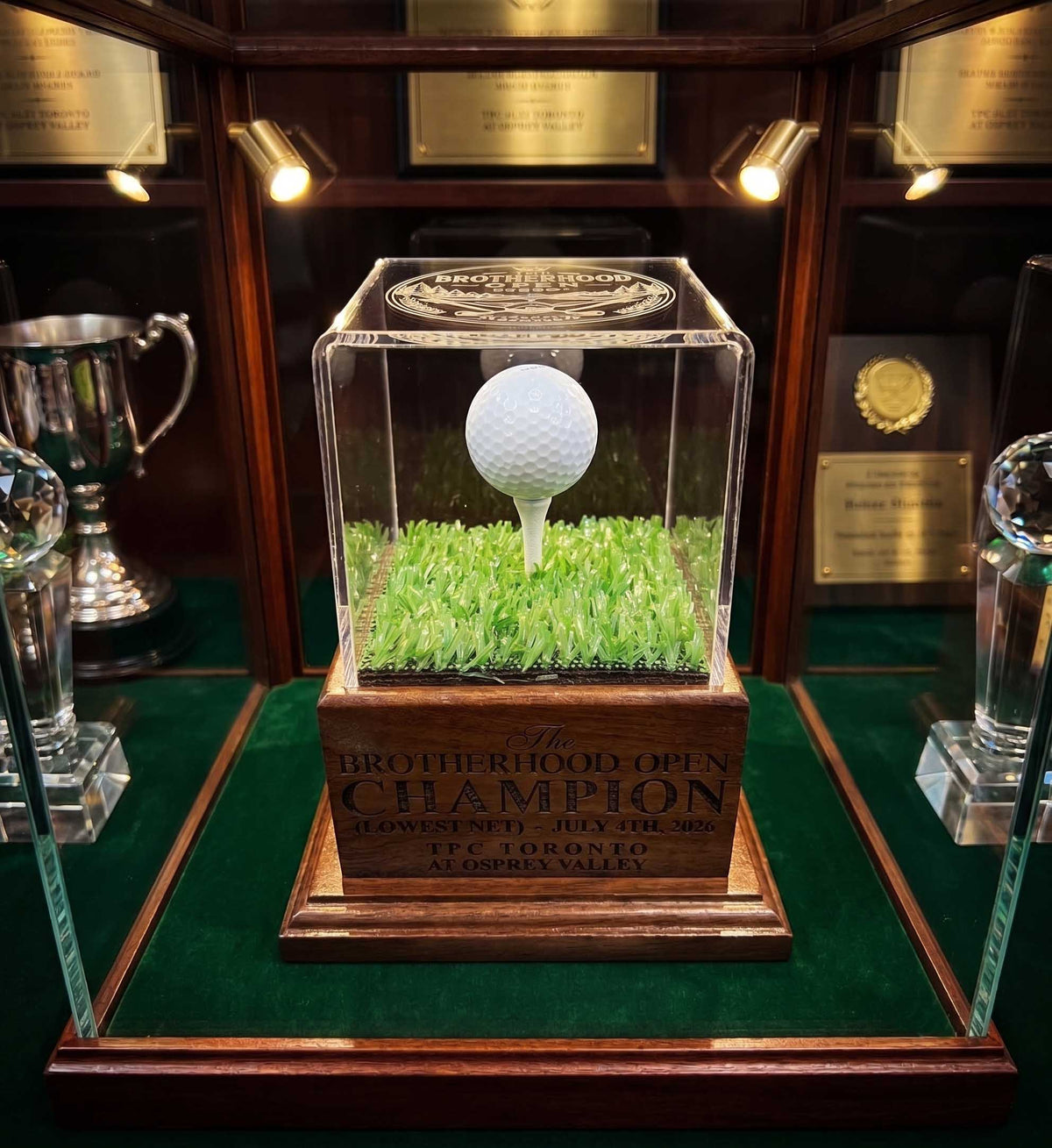 Personalized Real Wood Golf Ball Trophy Case | Hole in One