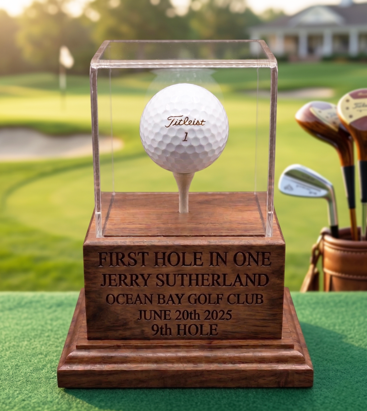 Personalized Real Wood Golf Ball Trophy Case | Made in Canada