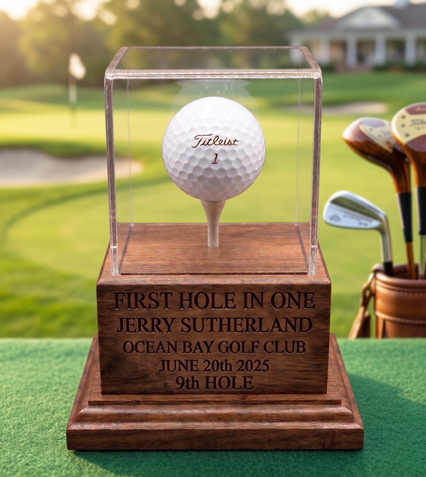 Personalized Real Wood Golf Ball Trophy Case | Made in Canada