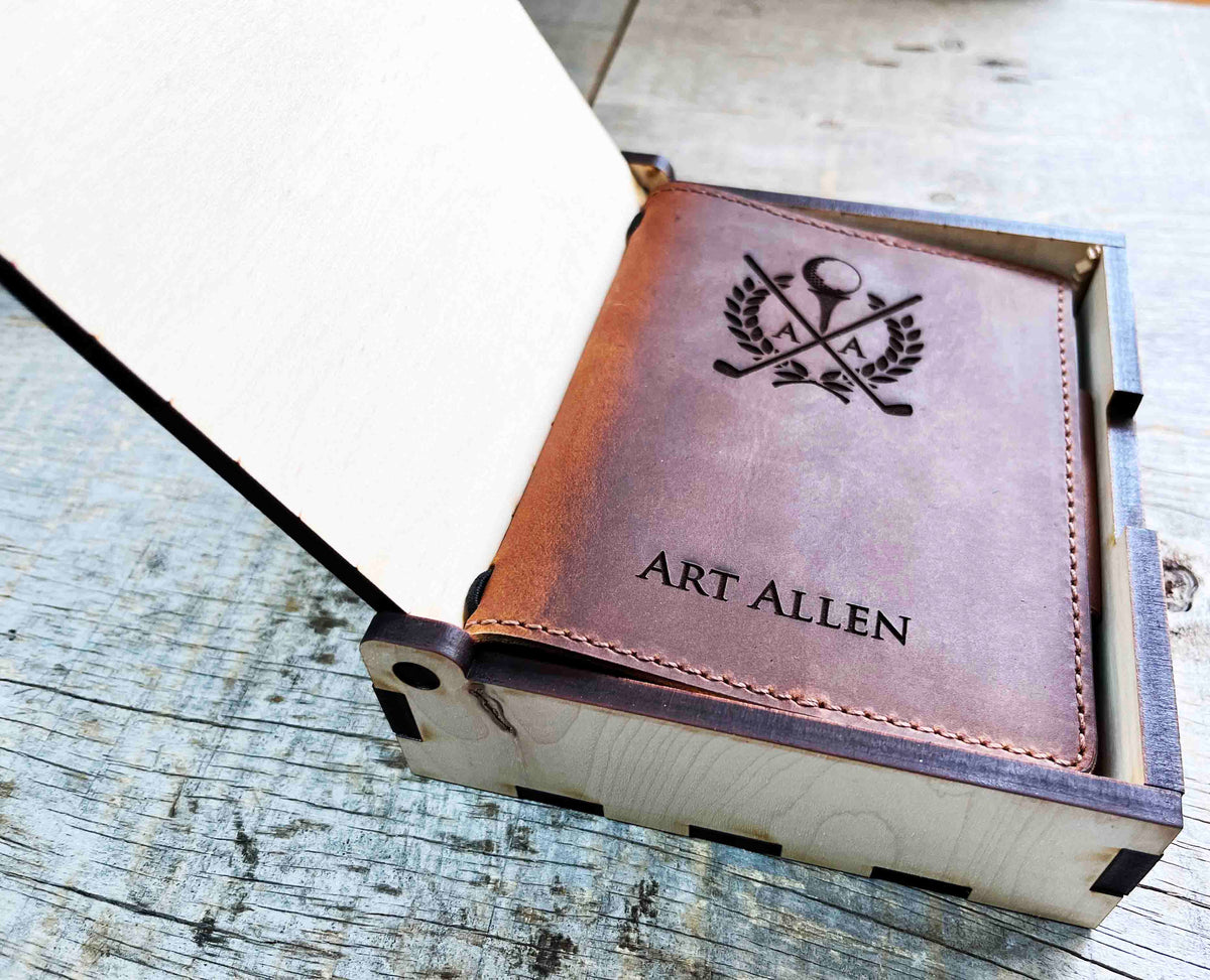 Refillable Golf Log Premium Leather Engraved Memories Made Custom