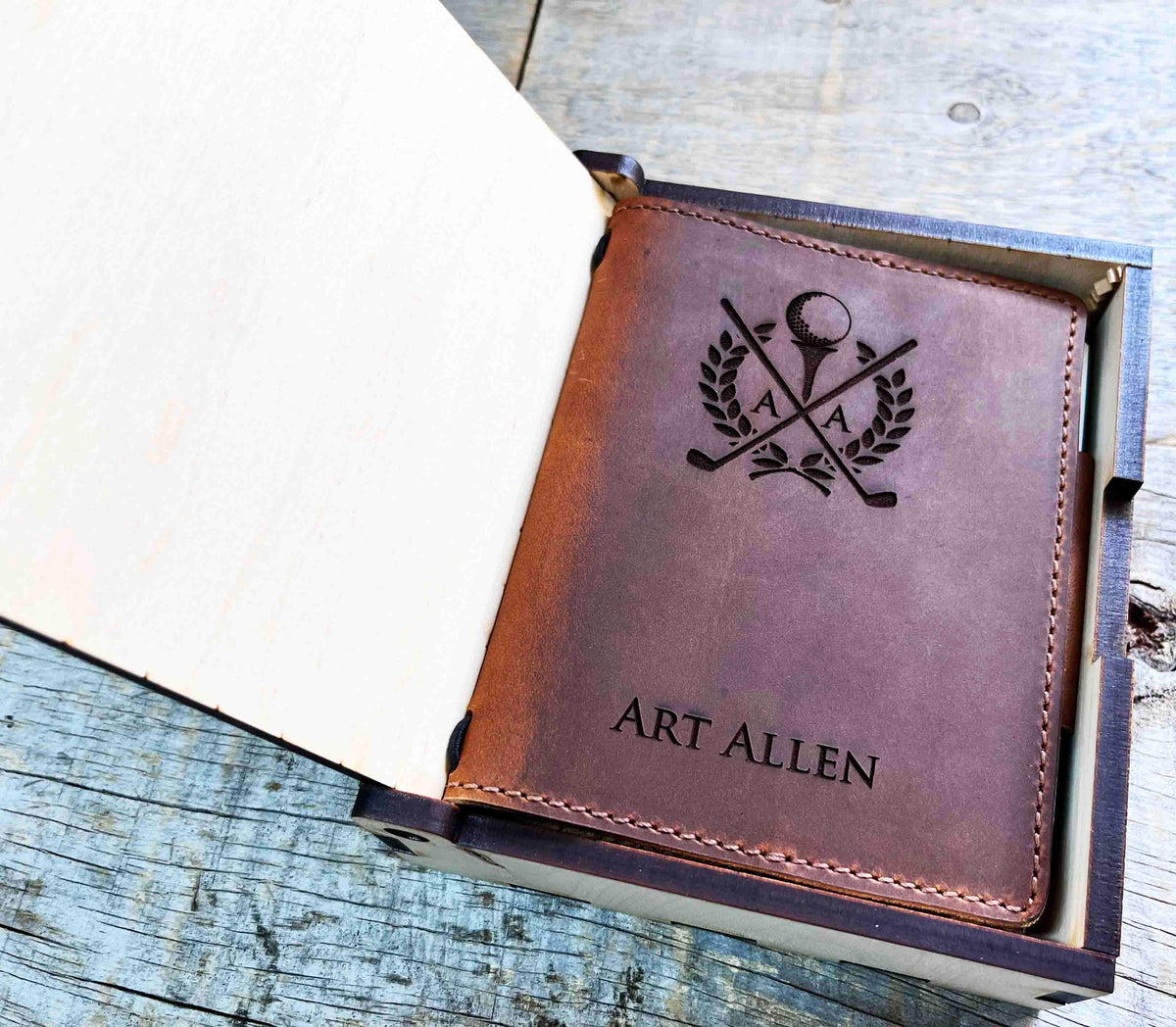 Refillable Golf Log Premium Leather Engraved Memories Made Custom