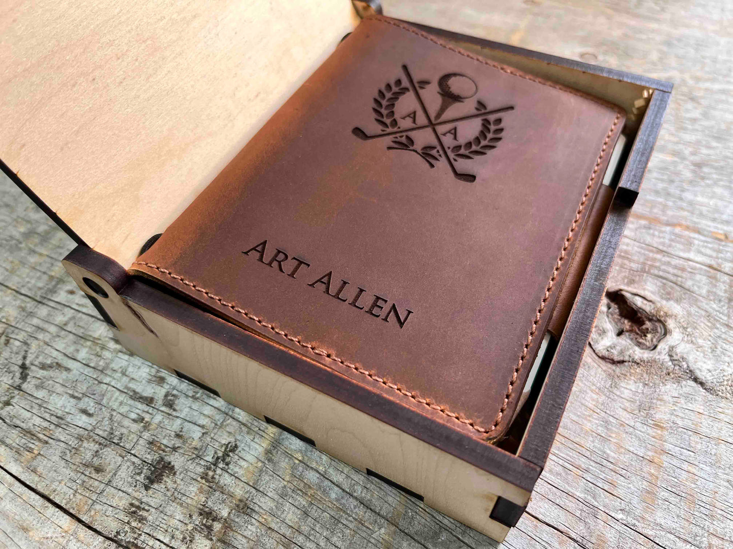 Refillable Golf Log Premium Leather Engraved