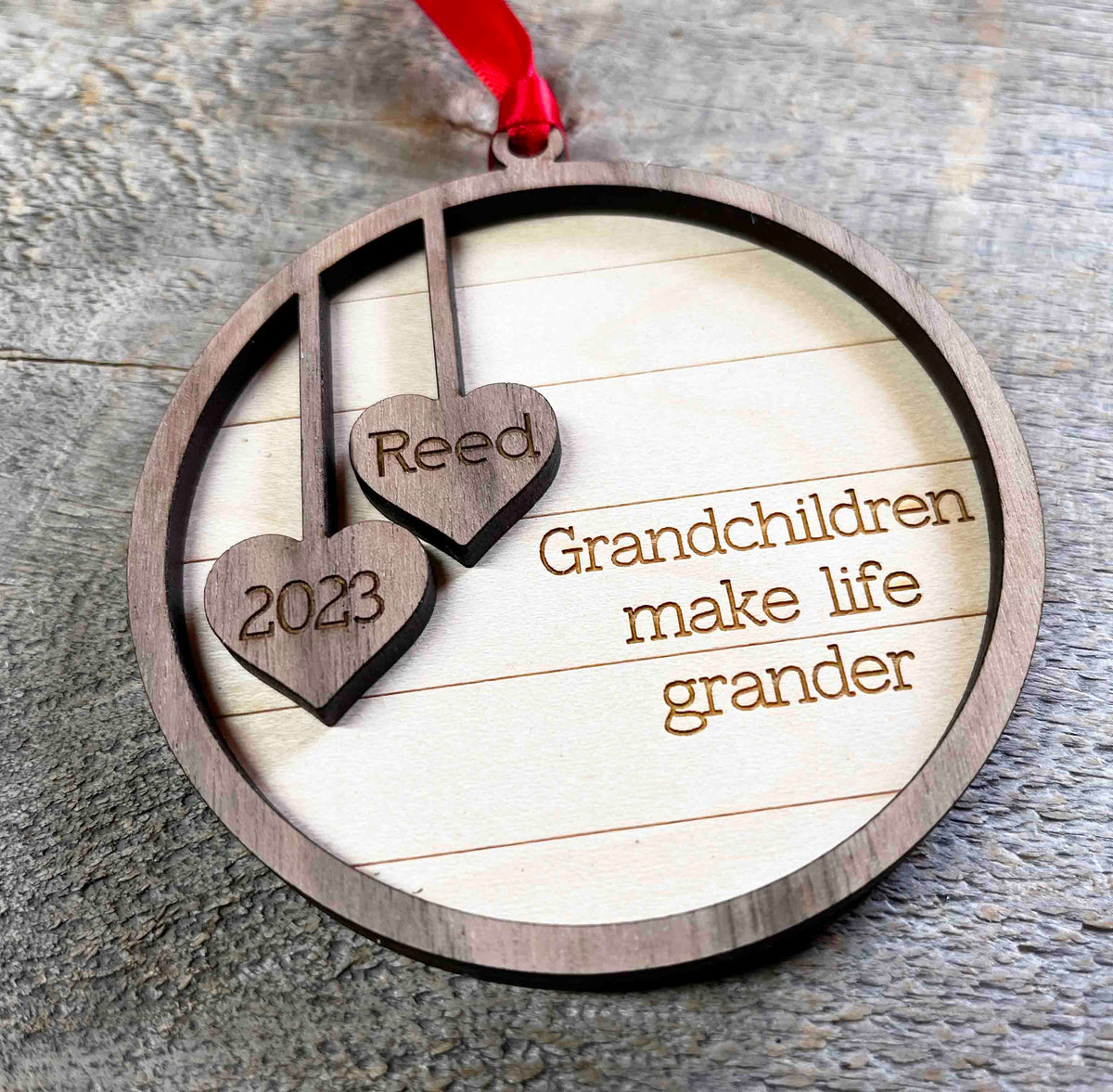 Christmas Ornament - Grandchildren make life Grander Memories Made Custom