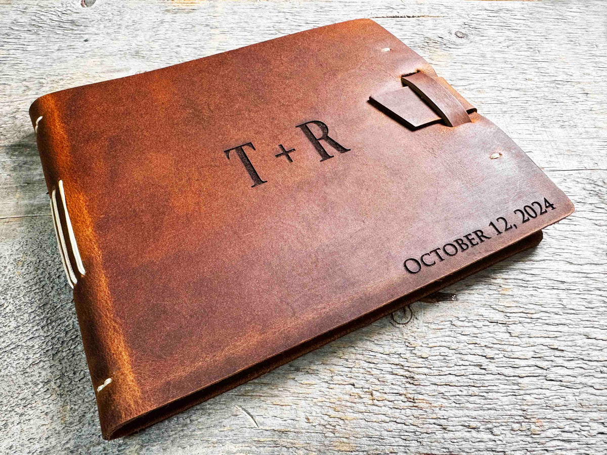 Guest Registry Memorial Book Leather Engraved Memories Made Custom