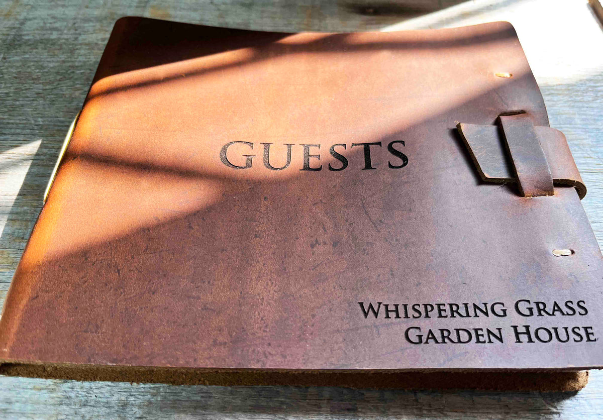 Large Guest Registry, Flap-tie Premium Leather Engraved Memories Made Custom