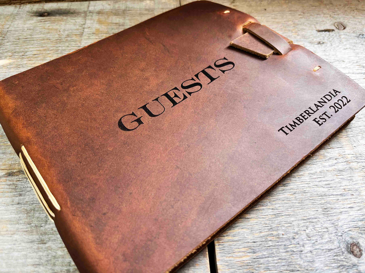 Guest Registry Memorial Book Leather Engraved Memories Made Custom