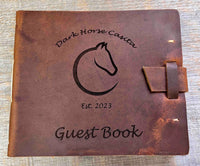 Large Guest Registry, Flap-tie Premium Leather Engraved Memories Made Custom