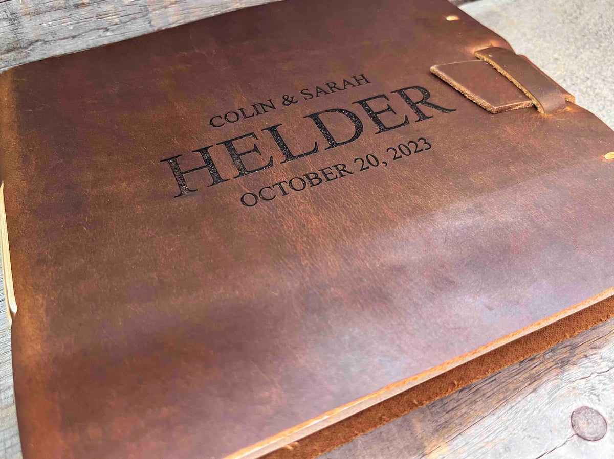 Large Guest Registry, Flap-tie Premium Leather Engraved Memories Made Custom