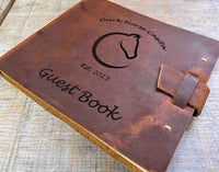 Large Guest Registry, Flap-tie Premium Leather Engraved Memories Made Custom
