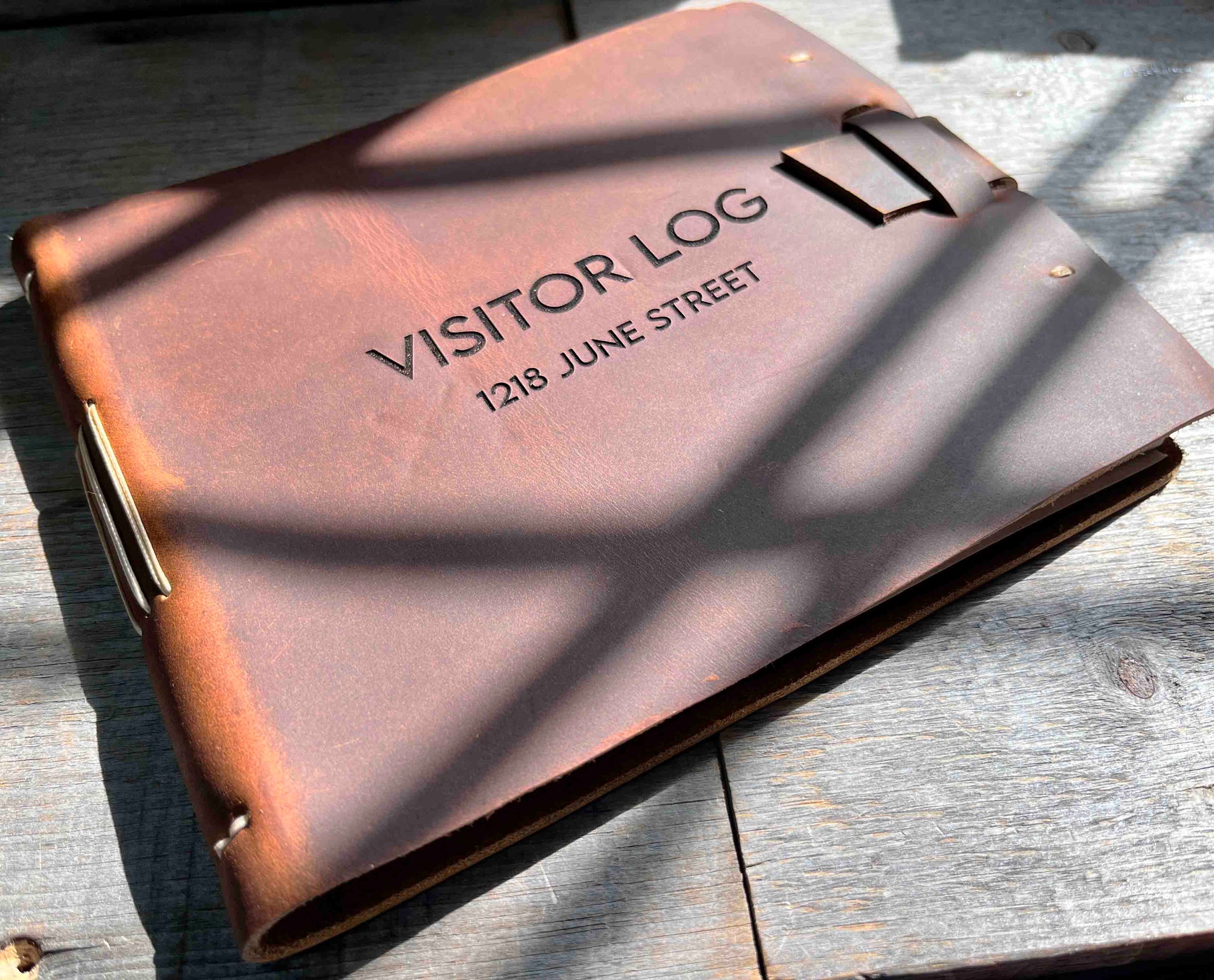 Large Guest Registry, Flap-tie Premium Leather Engraved Memories Made Custom