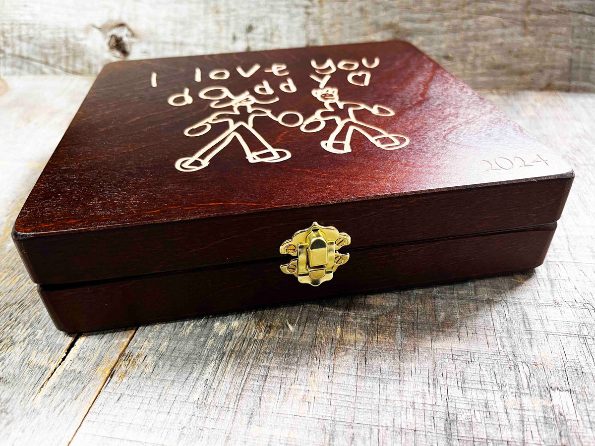 Handwriting Engraved into Premium Wooden Gift Box Memories Made Custom
