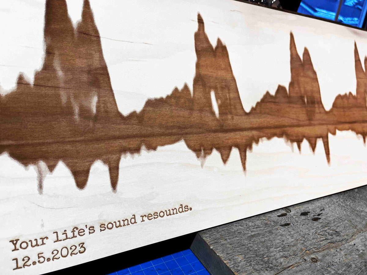 Custom Engraved Wooden Heartbeat, Ultrasound or Audio Sign Memories Made Custom