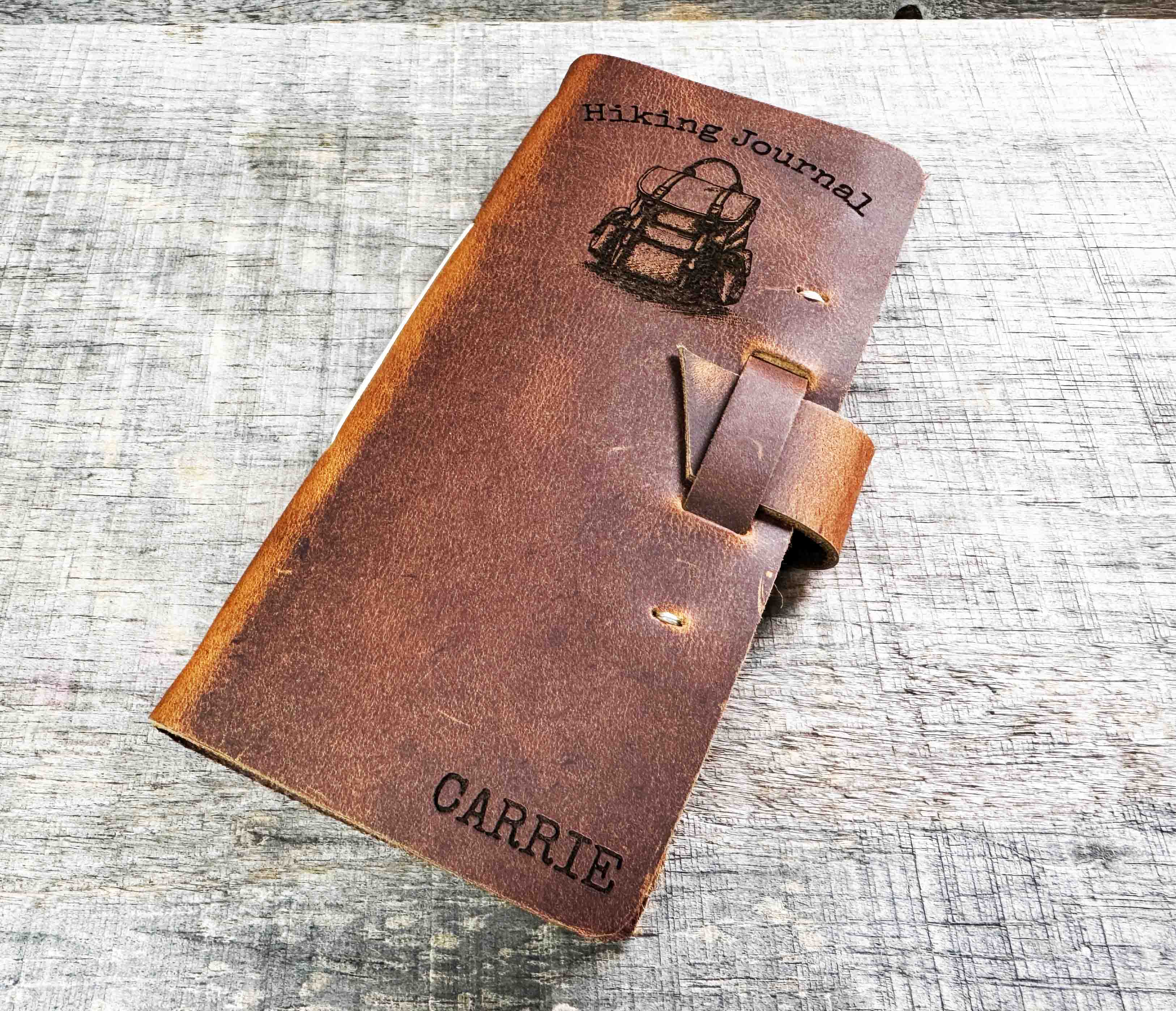 Engraved Leather Hiking Journal