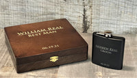 Personalized Flask & Custom Engraved Wooden Box Set