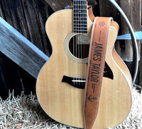 Engraved Leather Guitar Strap | Personalized Butter Leather Double Stitching