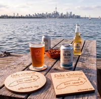 Lake Ontario Always and Forever | Laser Engraved Wood Coaster | Est. 1639 | Elbows Up
