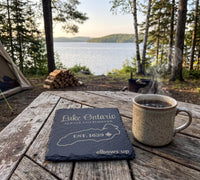 Lake Ontario Always and Forever | Laser Engraved Slate Coaster | Est. 1639 | Elbows Up