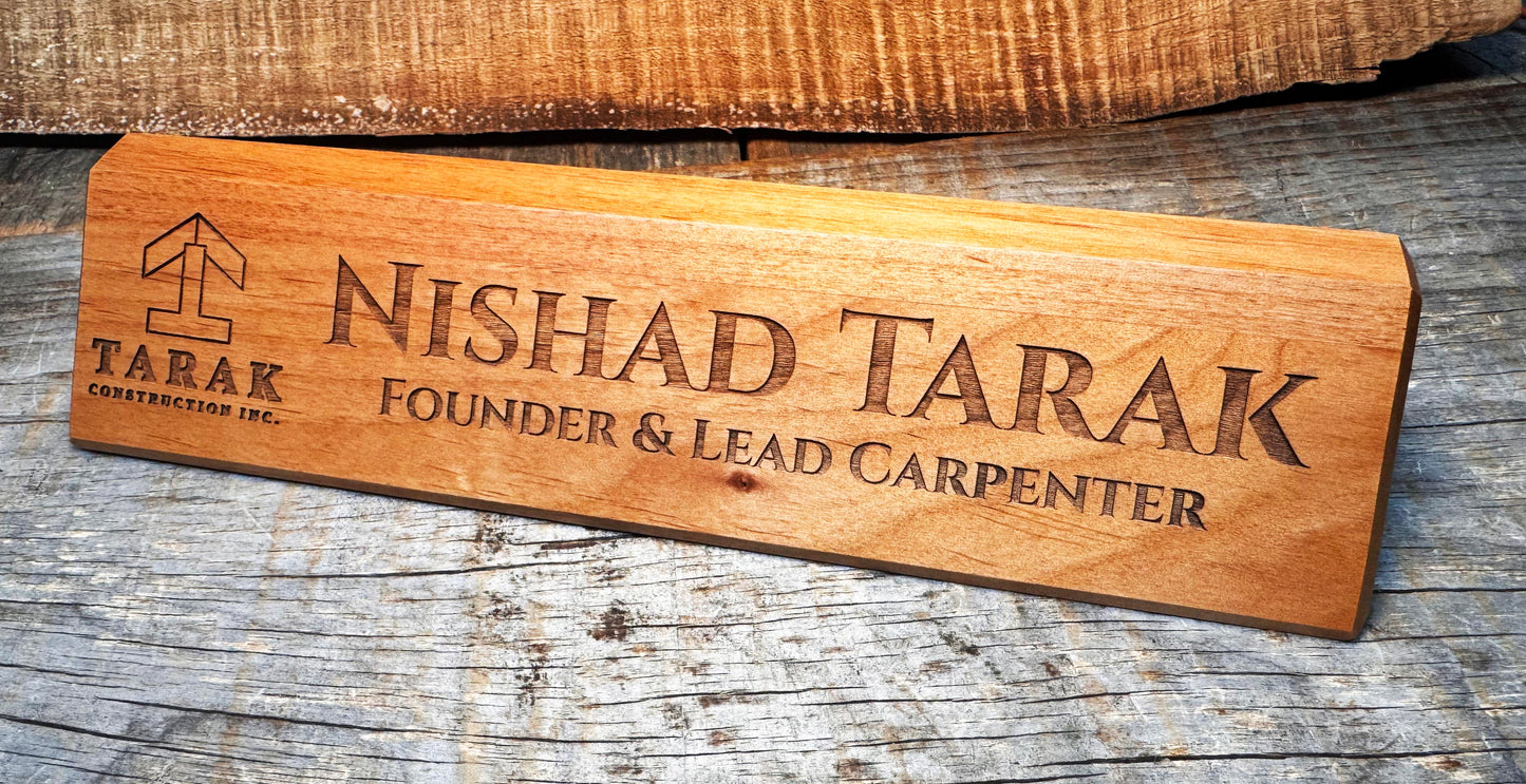Desk Name Plate Alder Wood