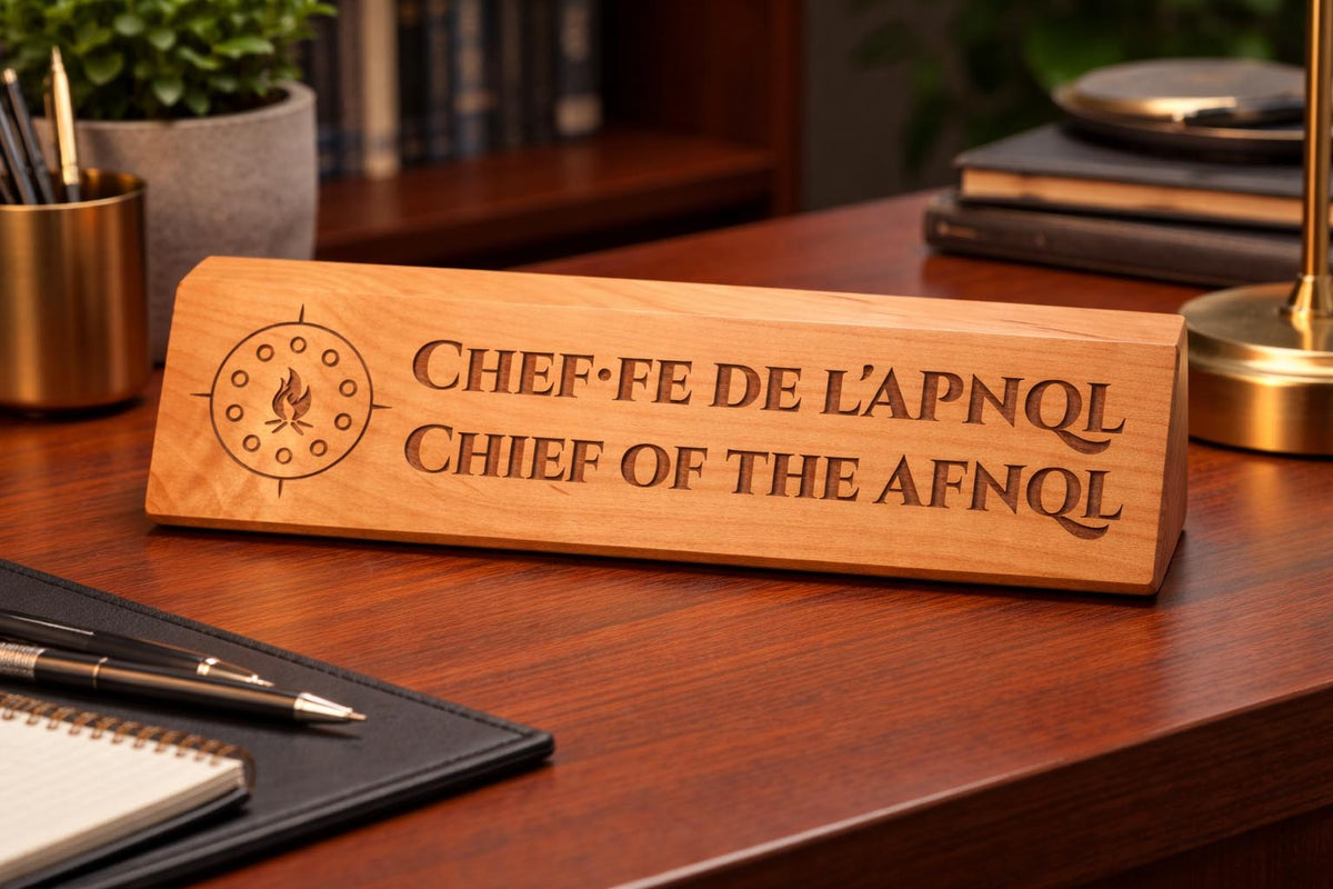 Desk Name Plate Alder Wood