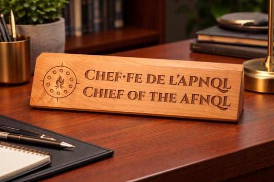 Desk Name Plate Alder Wood