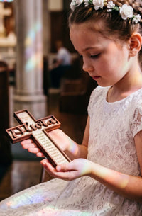 Custom Engraved Dual Layer Wooden Cross | Maple & Walnut | Personalized Faith Gift