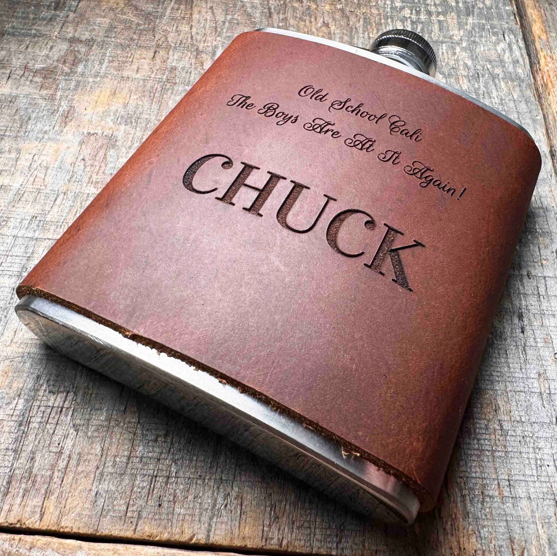 Cowboy Leather Engraved Flasks With Custom Quote Memories Made Custom