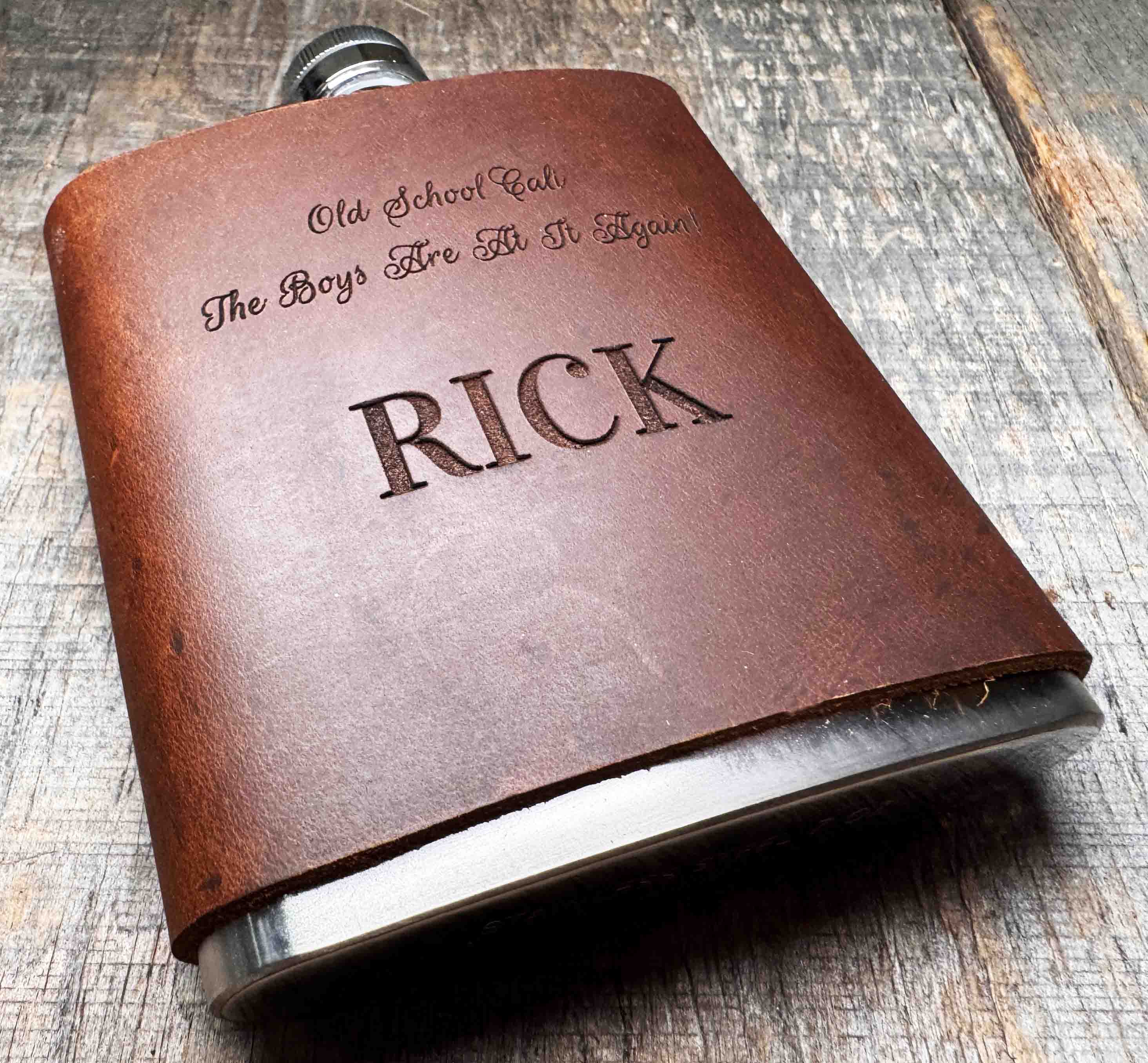 Cowboy Leather Engraved Flasks With Custom Quote Memories Made Custom