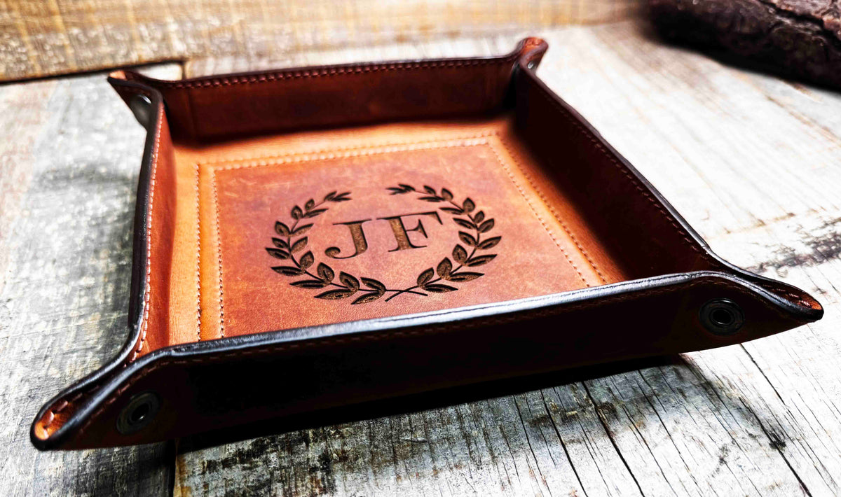 Leather Valet Catch All Tray & Desk Organizer Memories Made Custom