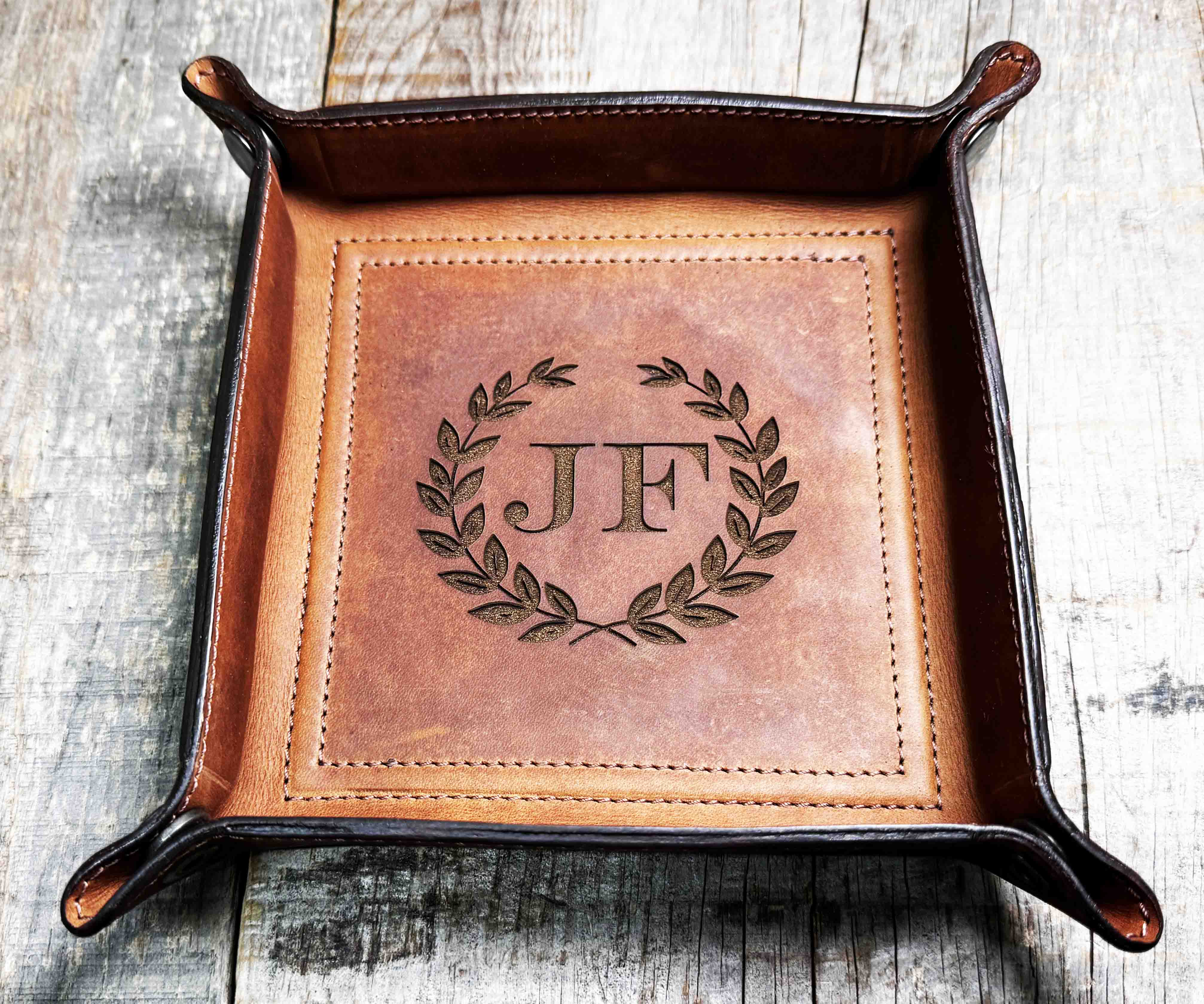 Leather Valet Catch All Tray & Desk Organizer