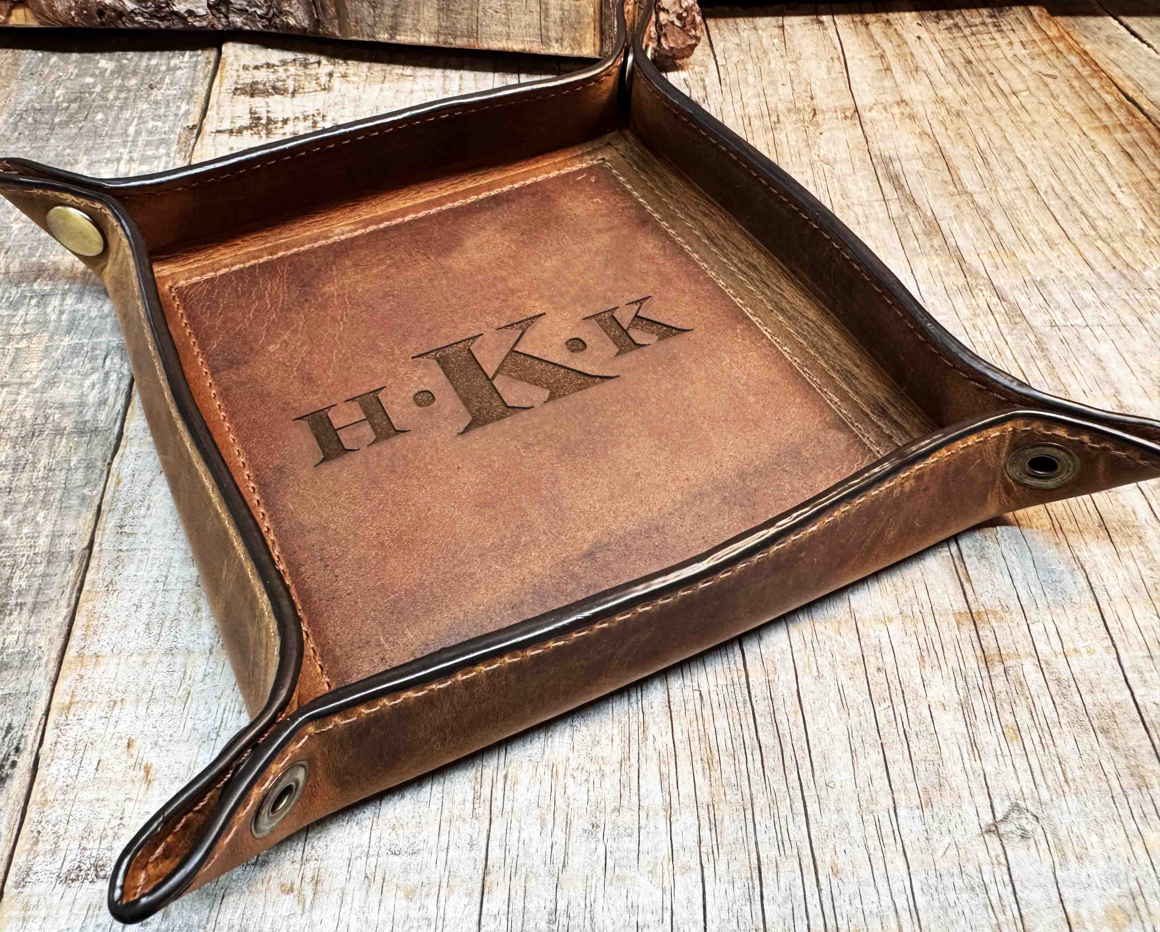 Leather Valet Catch All Tray & Desk Organizer Memories Made Custom