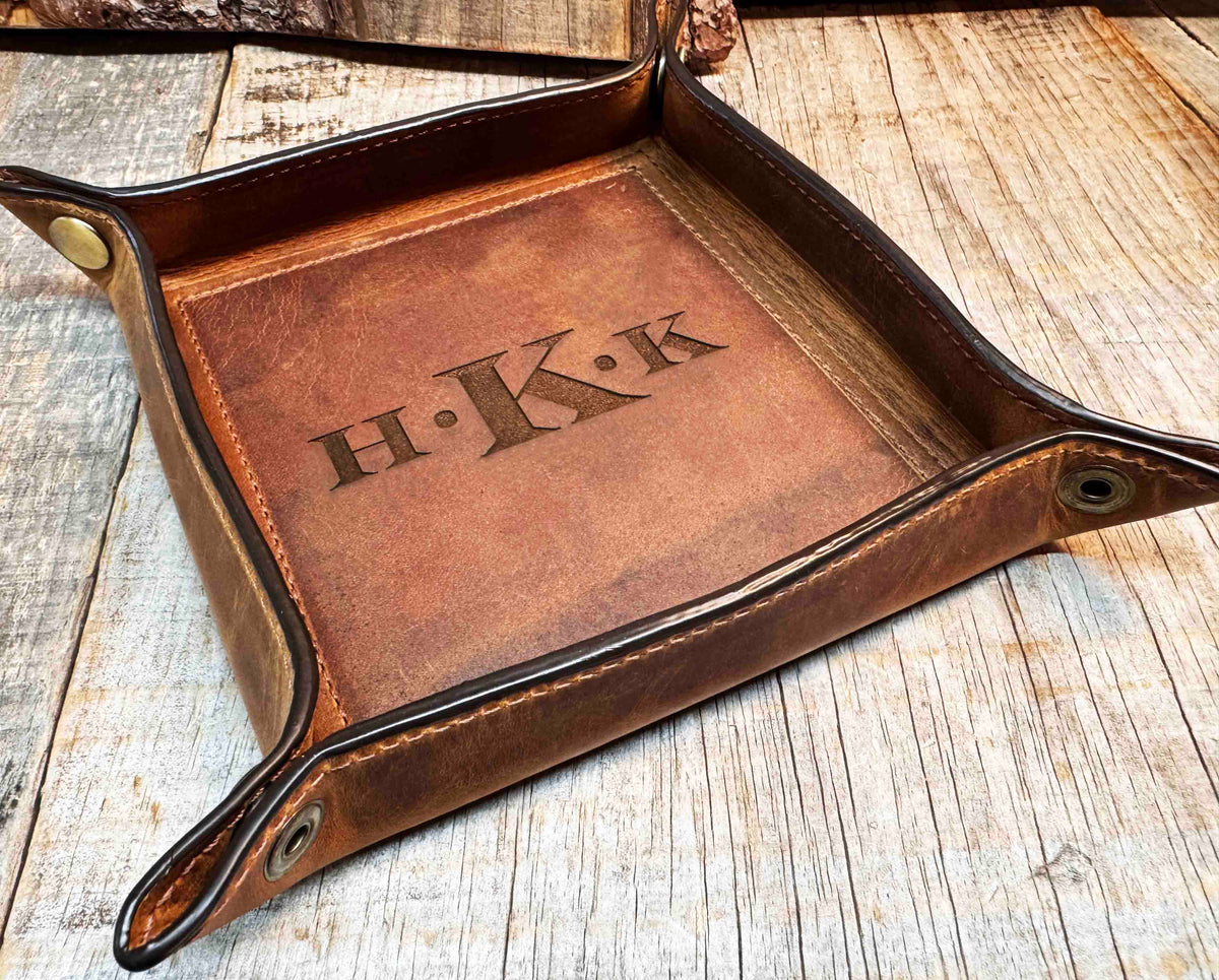 Leather Valet Catch All Tray & Desk Organizer Memories Made Custom