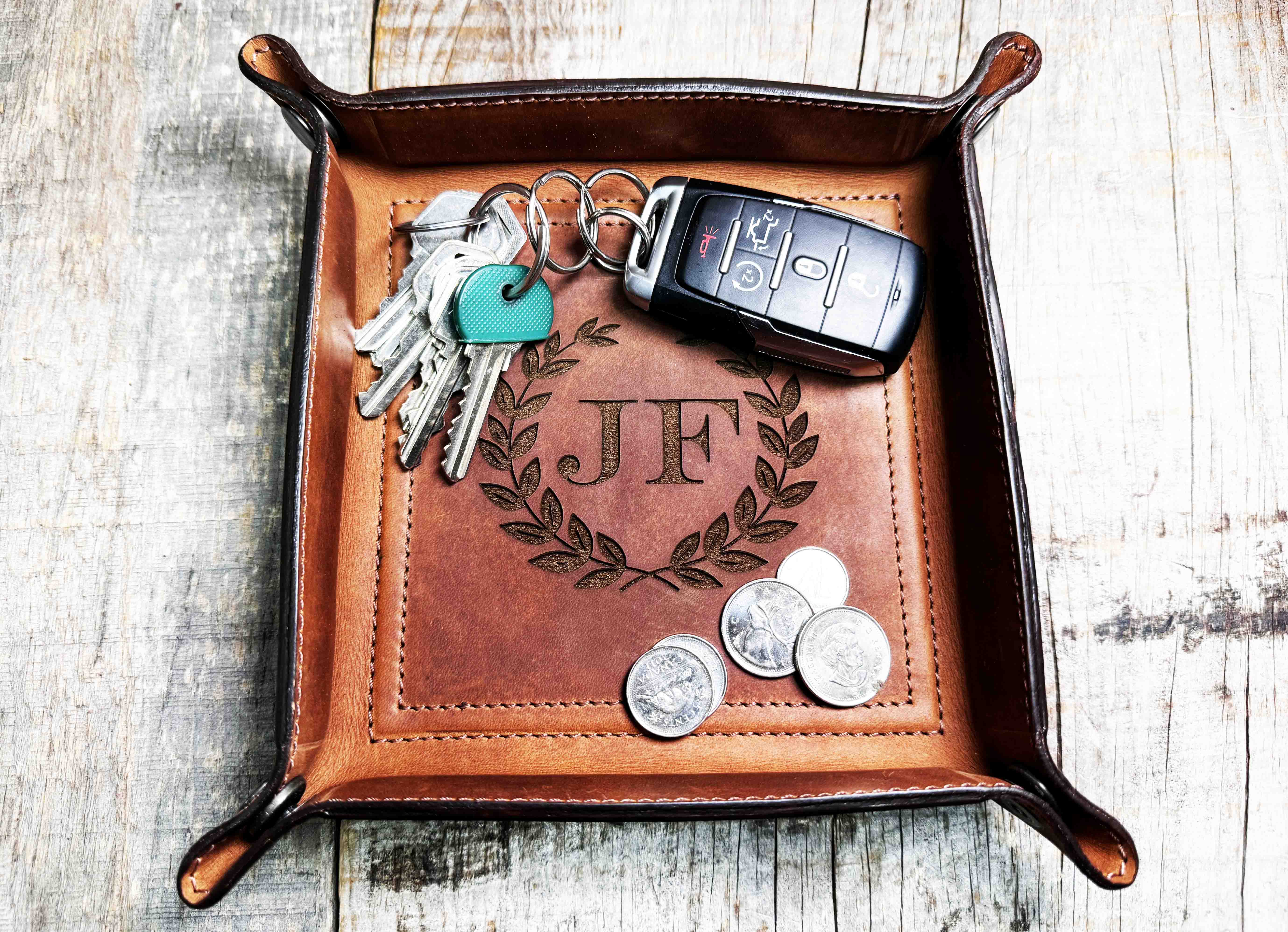 Leather Valet Catch All Tray & Desk Organizer