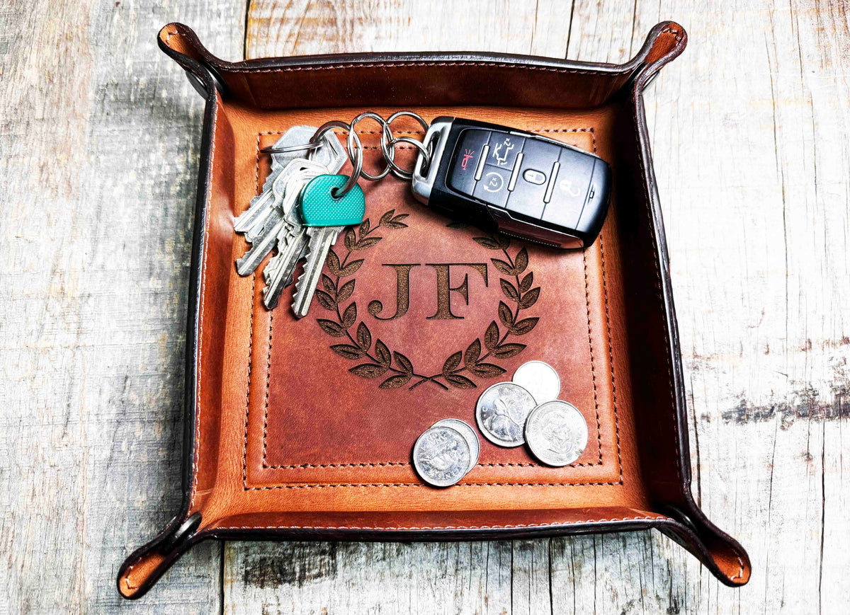 Leather Valet Catch All Tray & Desk Organizer Memories Made Custom