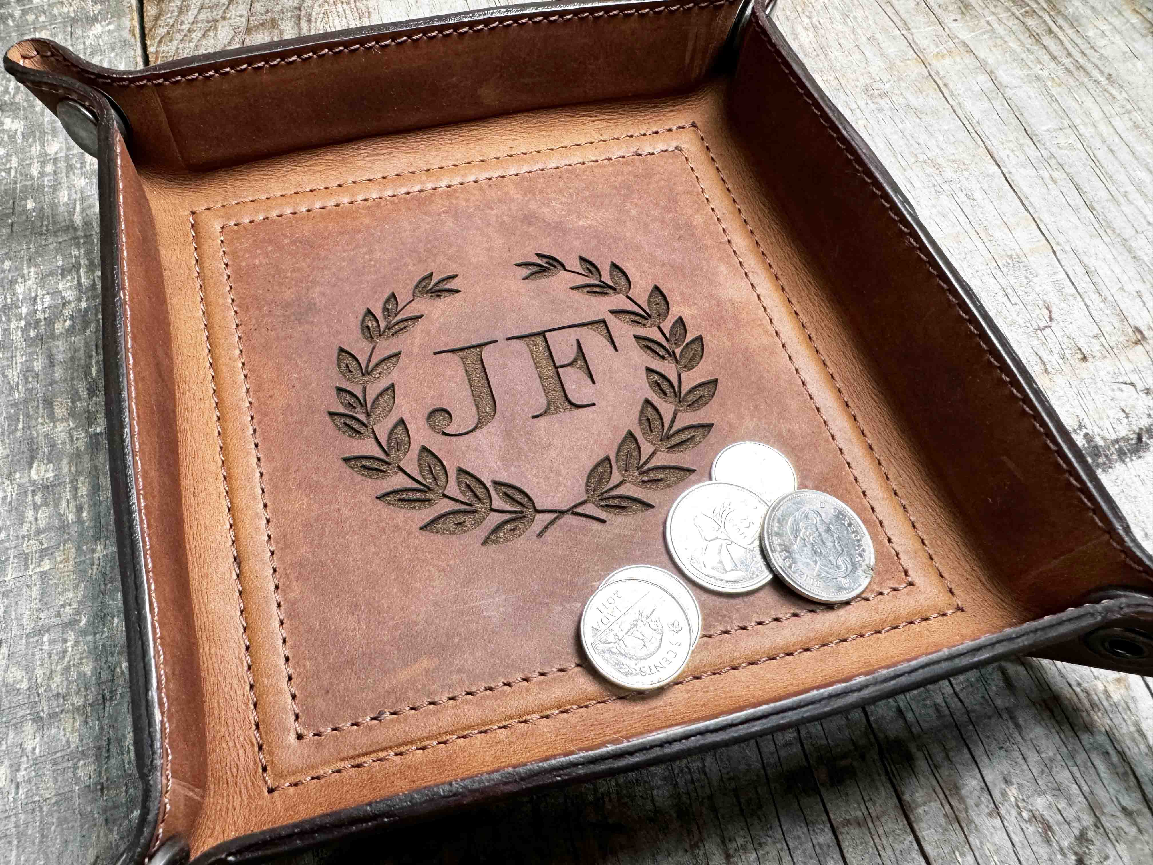 Leather Valet Catch All Tray & Desk Organizer