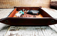Leather Valet Catch All Tray & Desk Organizer Memories Made Custom