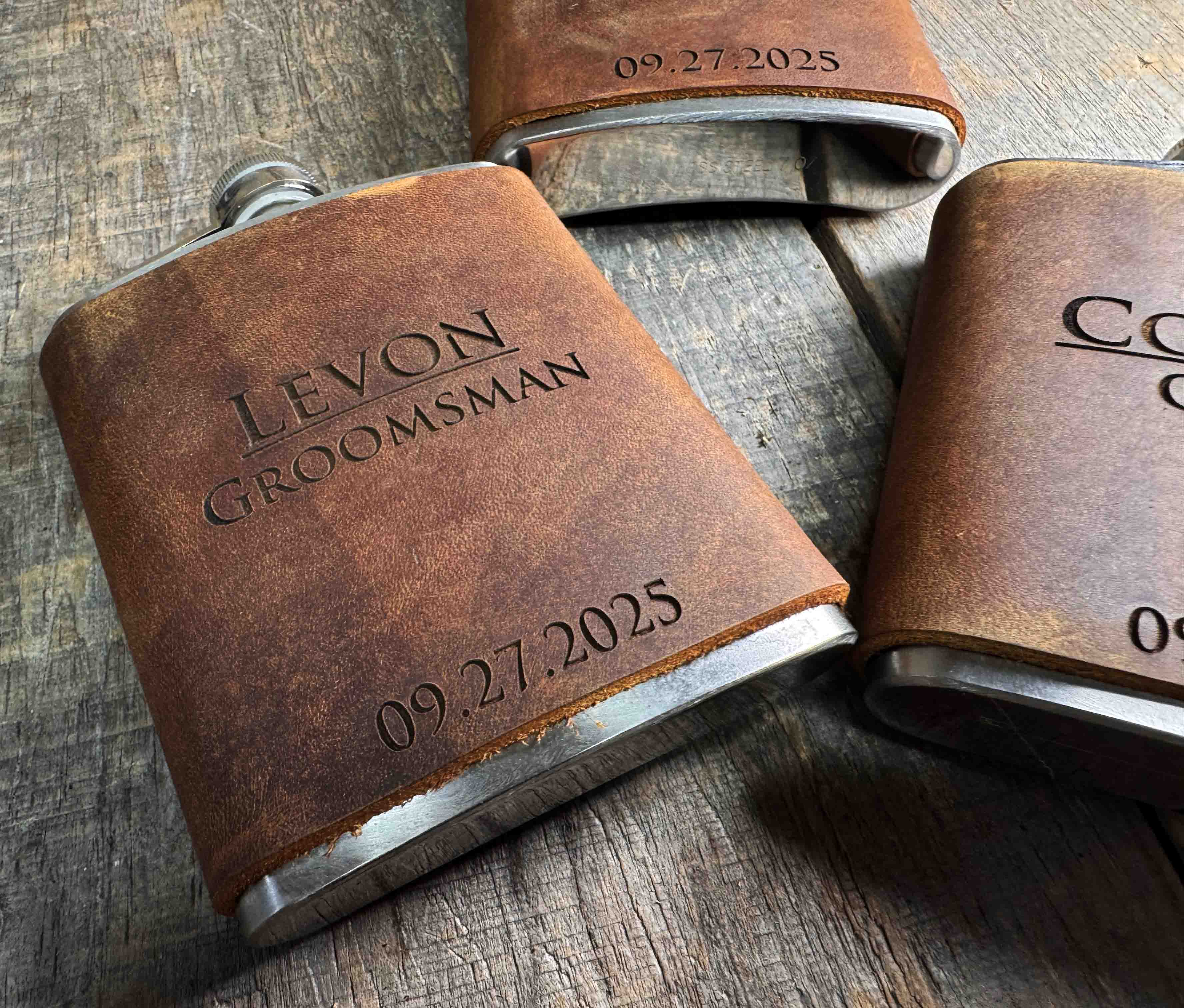 Cowboy Leather Engraved Flasks Memories Made Custom