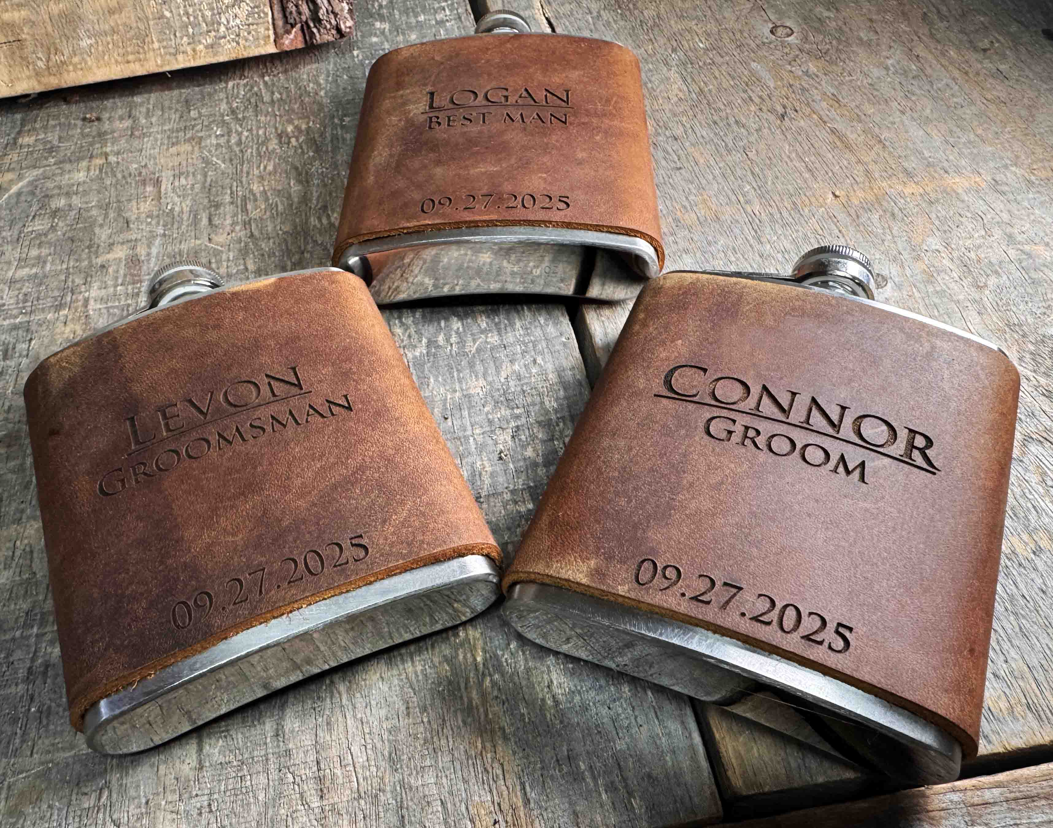 Cowboy Leather Engraved Flasks Memories Made Custom