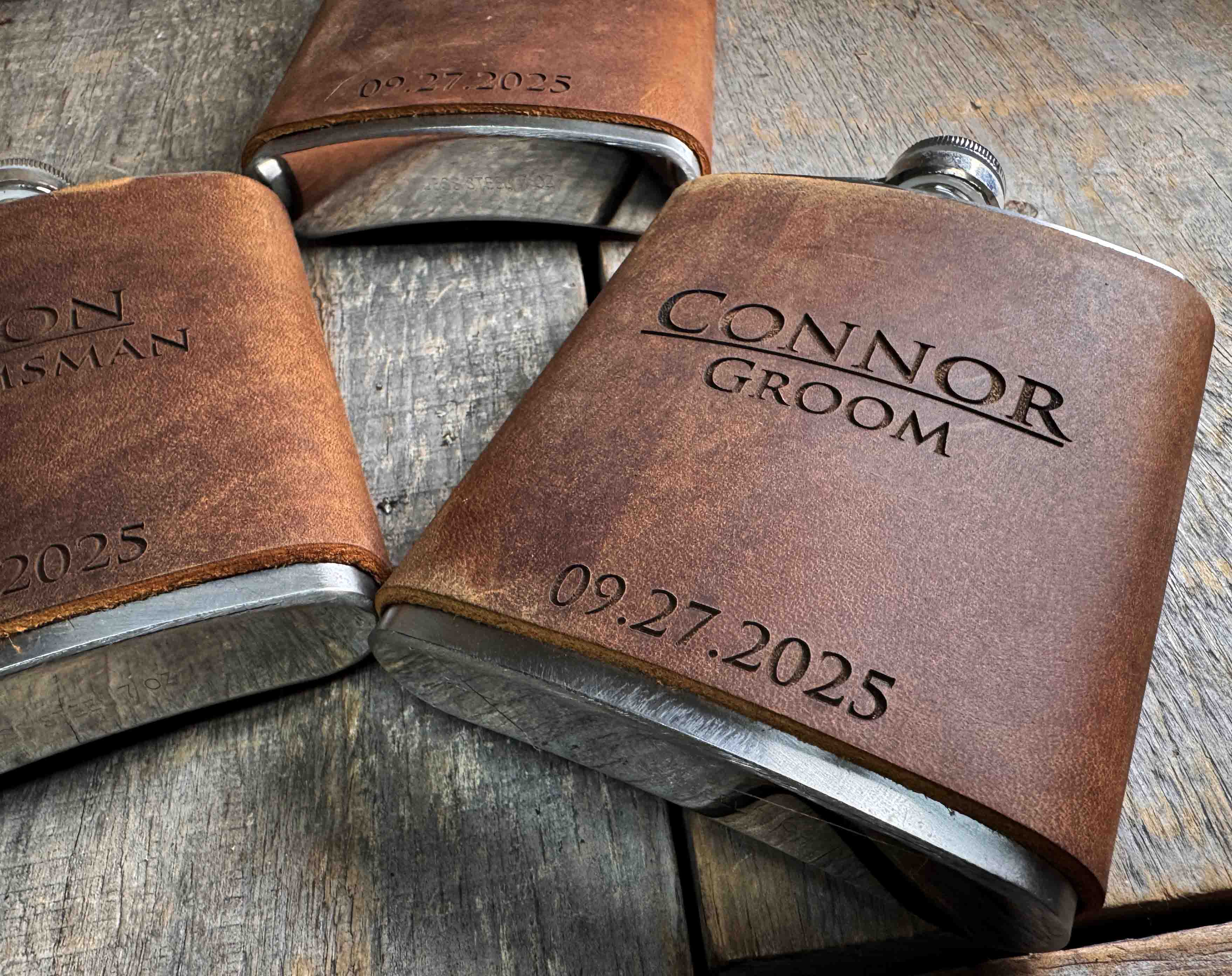Cowboy Leather Engraved Flasks Memories Made Custom