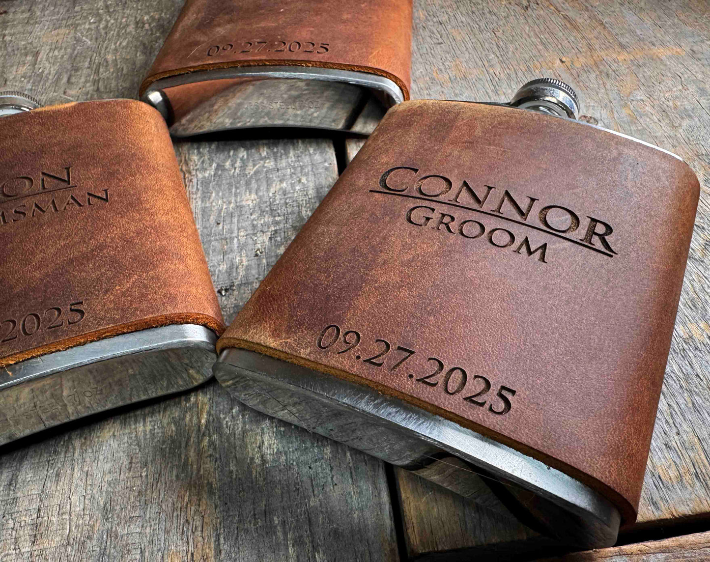 Cowboy Leather Engraved Flasks Memories Made Custom