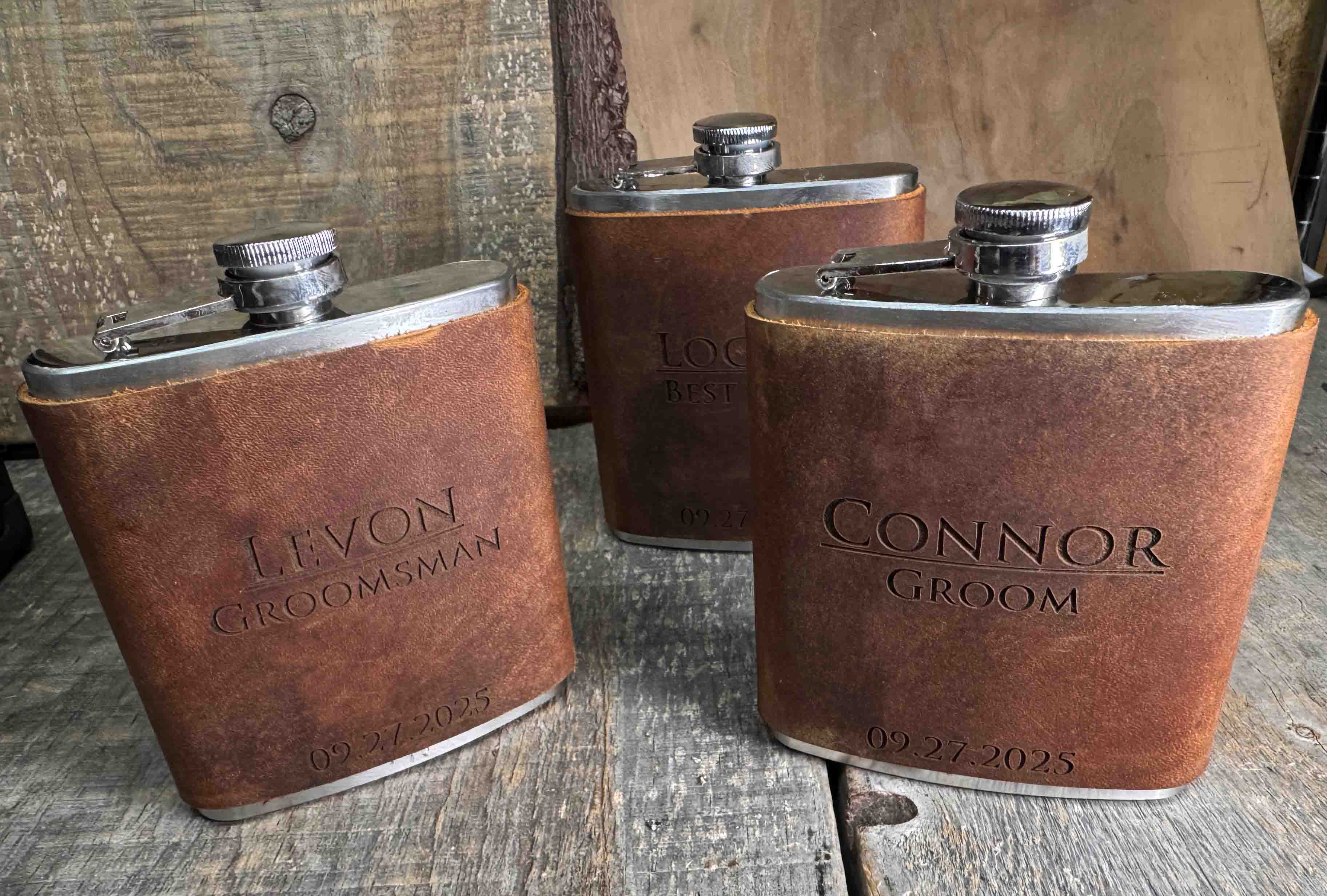 Cowboy Leather Engraved Flasks Memories Made Custom