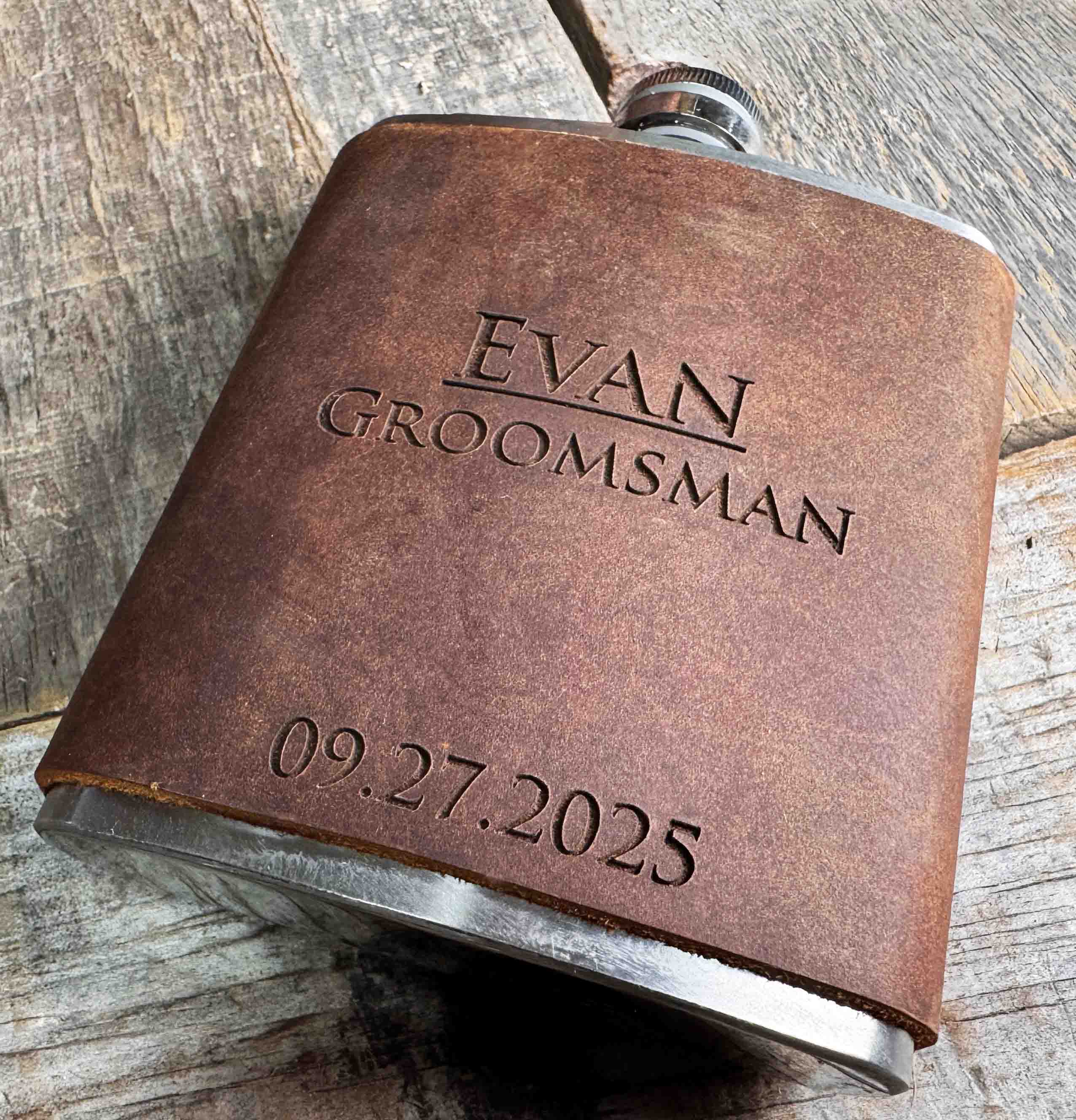 Cowboy Leather Engraved Flasks Memories Made Custom