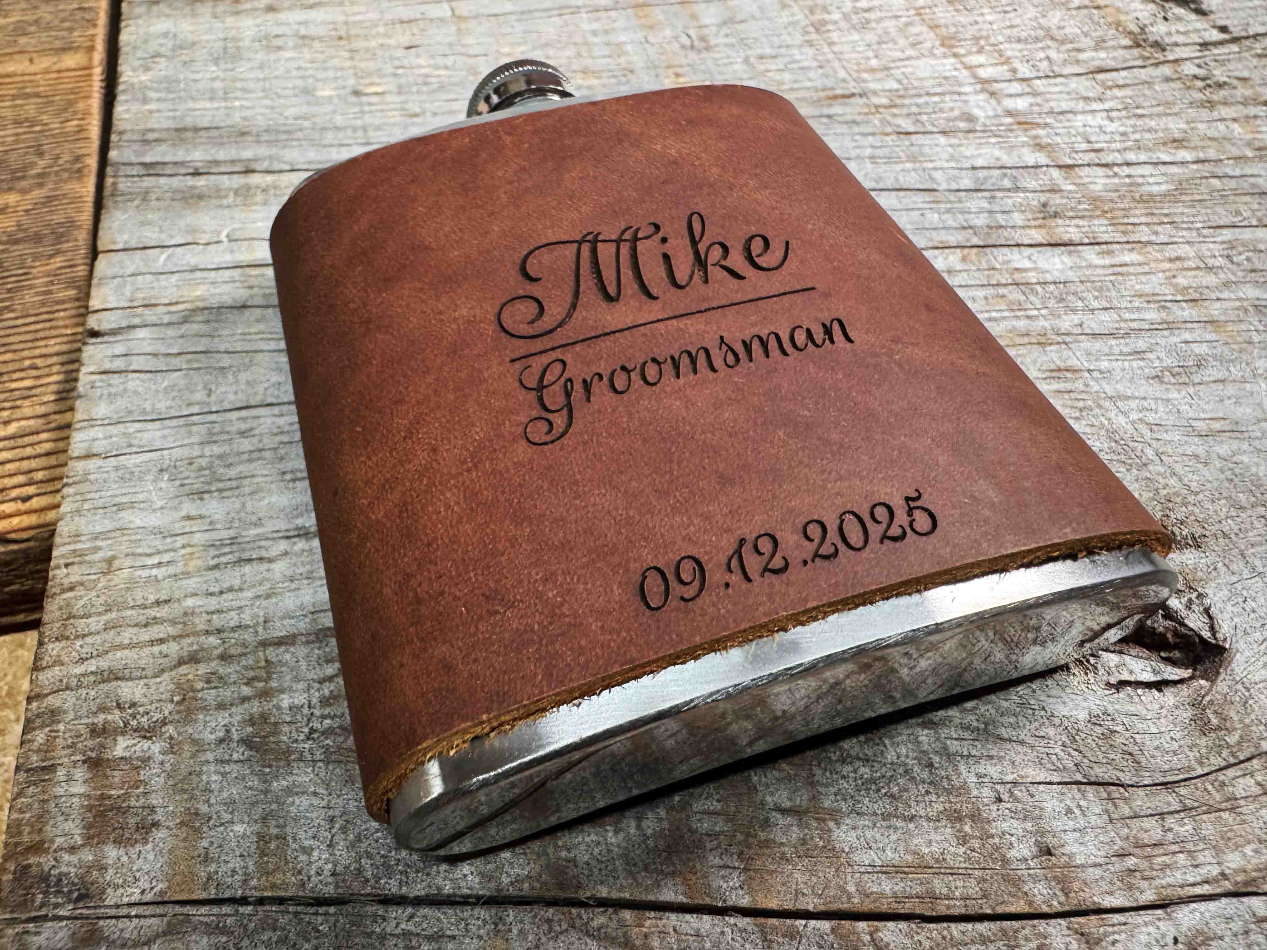 Cowboy Leather Engraved Flasks Memories Made Custom