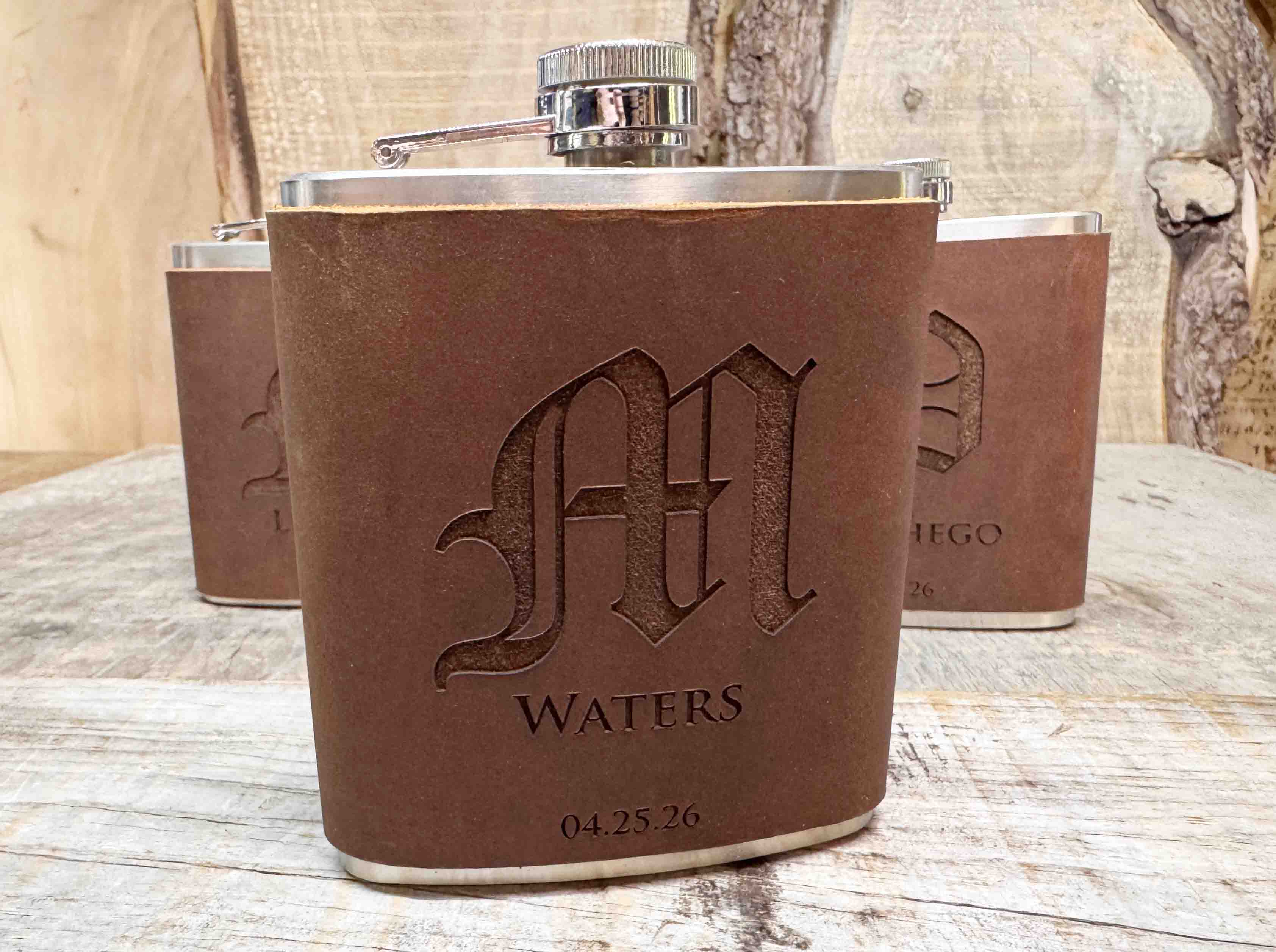 Cowboy Leather Engraved Flasks Memories Made Custom