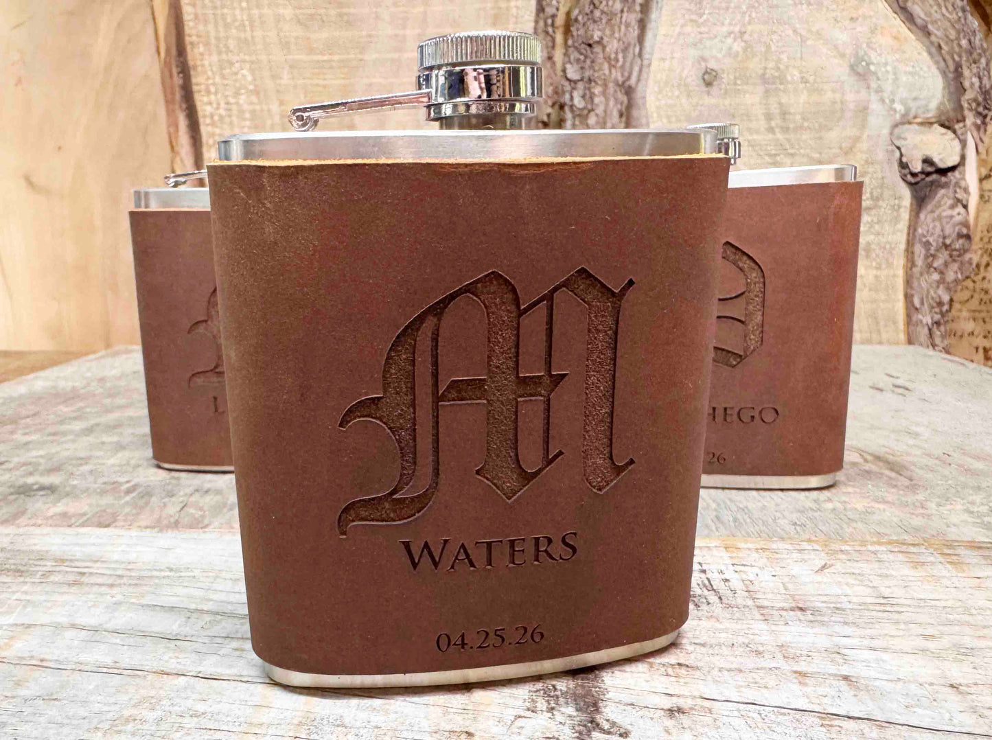 Cowboy Leather Engraved Flasks Memories Made Custom