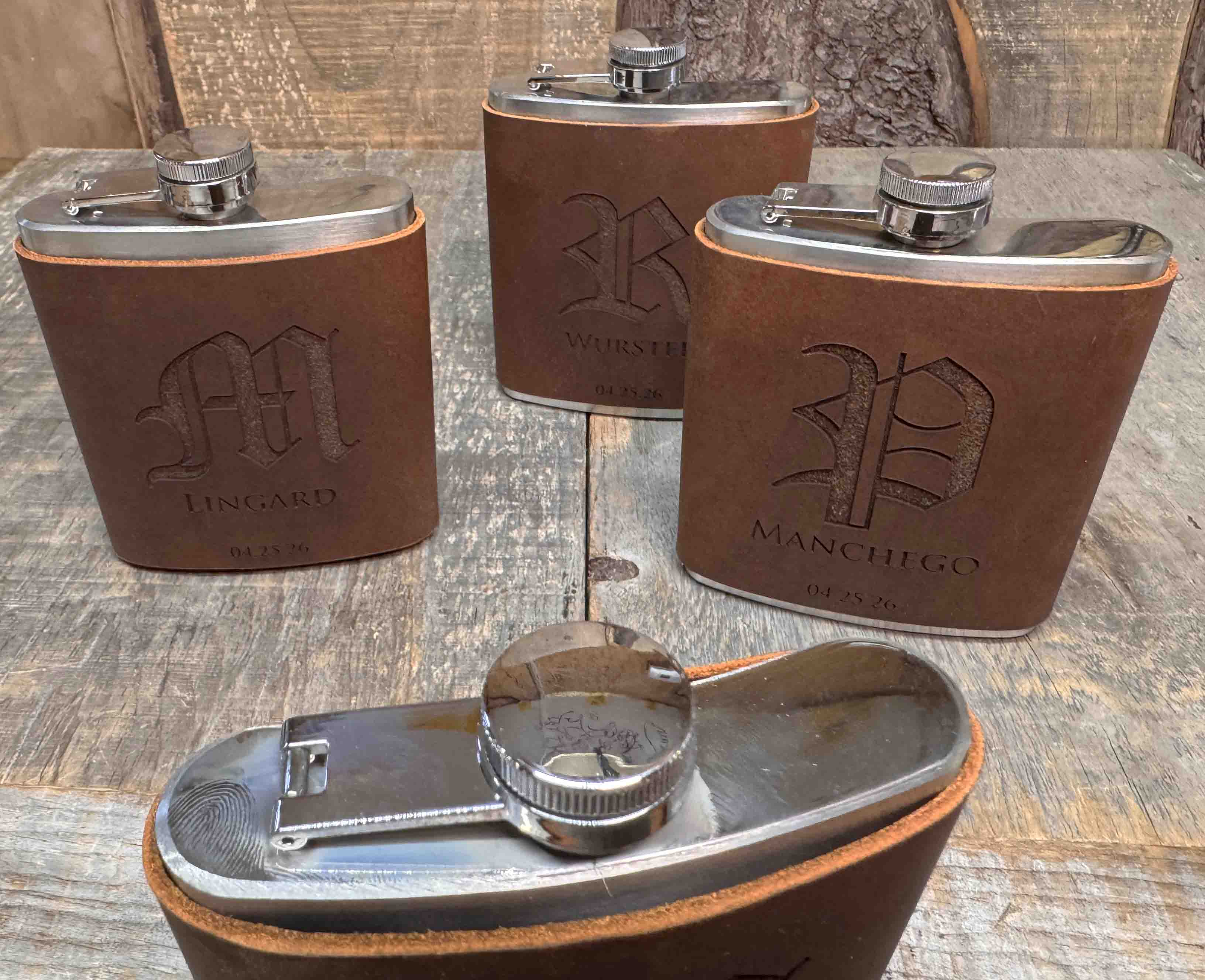 Cowboy Leather Engraved Flasks Memories Made Custom