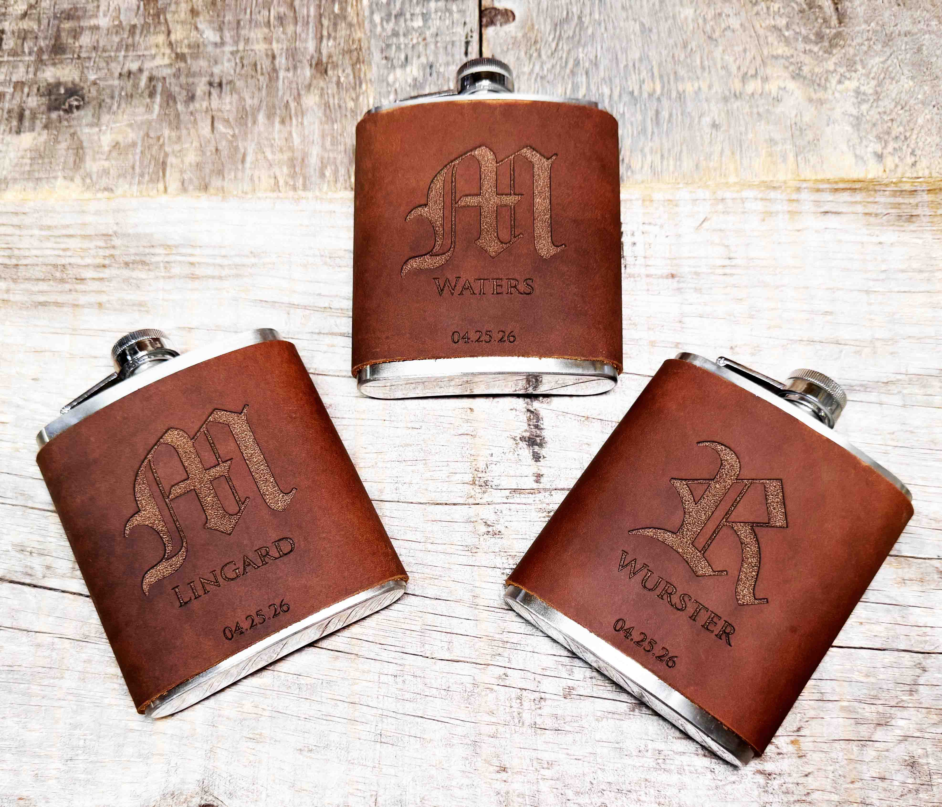 Cowboy Leather Engraved Flasks Memories Made Custom
