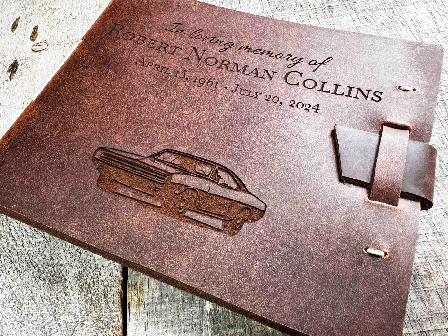 Guest Registry Memorial Book Leather Engraved